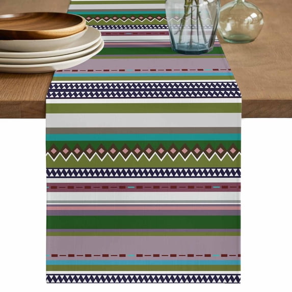 Bohemian Table Runner 72 Inches, Boho Modern Abstract Minimalist Paisley Green Bed Runner Dresser Scarves Tabletop for Indoor Outdoor Parties/Ceremony/Banquet, 14" x 72"