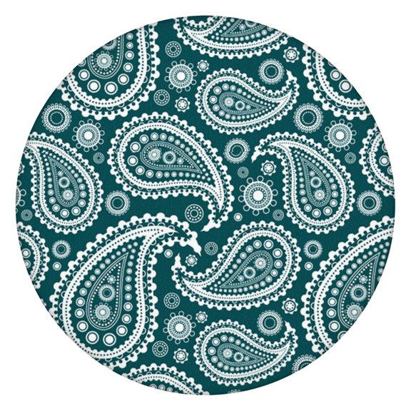 Bohemian Tablecloth Round Artistic Hippie Style, Waterproof Vinyl Table Cover, Elastic Edge, Backed, 44-50 Inch Fit