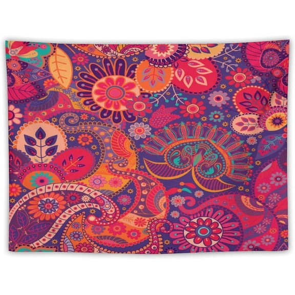 Bohemian Tapestry For Bedroom Retro Colourful Boho Floral Pasily Pattern Mandala Farmhouse Indian Traditional Flower Pattern Print Tapestries,Tapestries For Bedroom Dorm Living Room 40''30'' 1pcs
