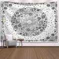 thumbnail image 1 of Bohemian Tapestry Wall Hanging White Floral Tapestry with Dotted Daisy Medallion Print for Bedroom Home Decor, 50×60 in, 1 of 5