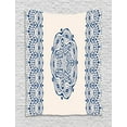 thumbnail image 1 of Bohemian Tapestry, Watercolor Art Style Folkloric Gypsy Motif Asian Round Mandala Tribal, Wall Hanging for Bedroom Living Room Dorm Decor, 60W X 80L Inches, Dark Blue and Cream, by Ambesonne, 1 of 2