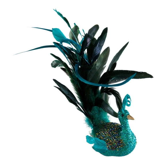 Bohemian Teal and Green Bird Beaded Clip On Christmas Holiday Ornament