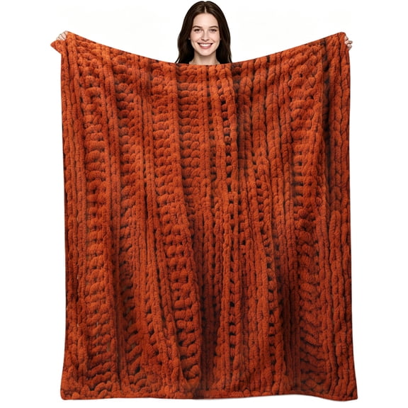 Bohemian Terracotta Handmade Crochet Throw Blanket, Soft Warm Flannel Fleece, Rustic Farmhouse, Throw Blanket, Cozy Warm, Home Decor, Couch Sofa Bed Living Room