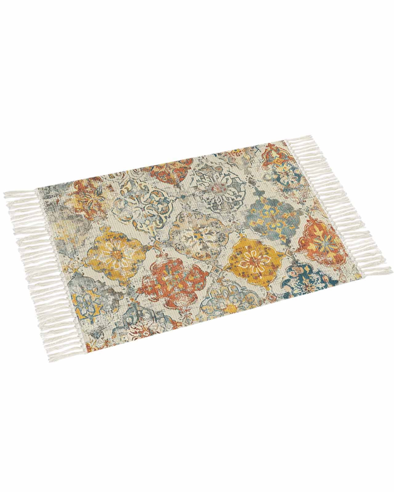 Thumbnail for Bohemian Texture Bathroom Runner Rug 4 X6 Washable Woven Area Rug Brown Yellow Morocco Pattern