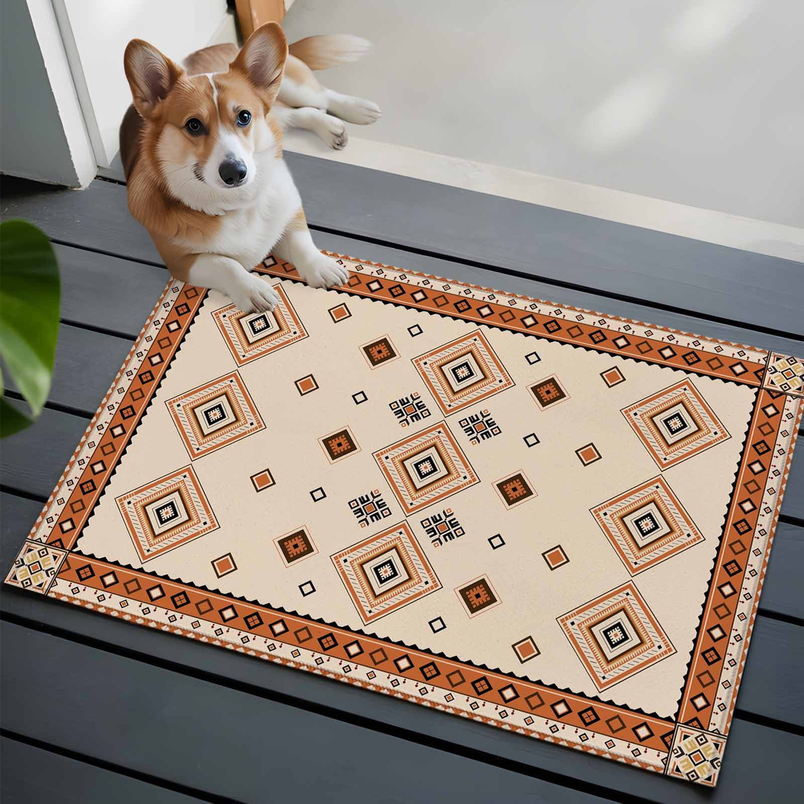 Nationals Rug Bohemian Texture Front Door Rugs 2x3 ft Abstract Vintage Geometric ...