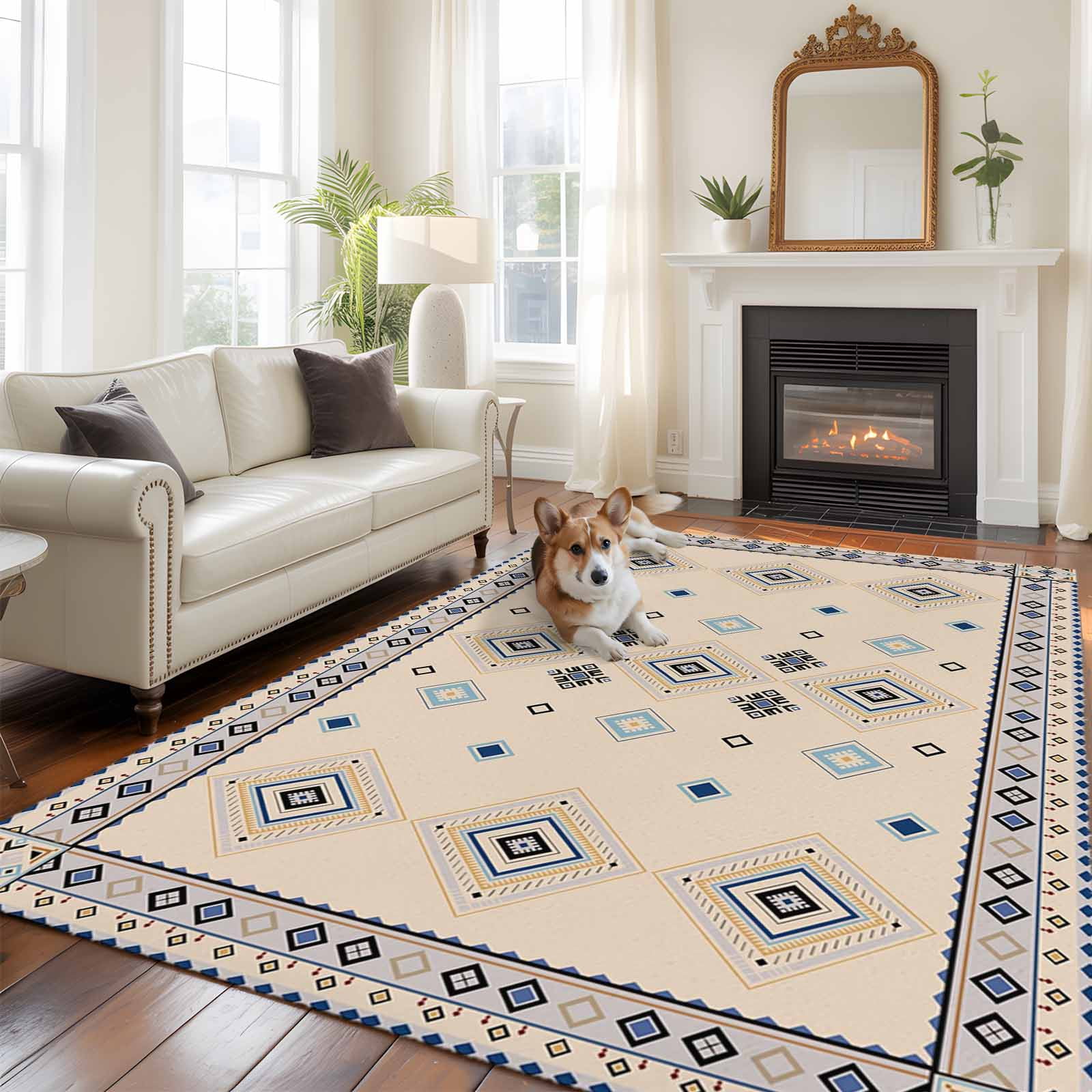 Bohemian Texture Large Area Rugs 8x10 ft Abstract Retro Geometric ...