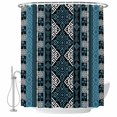 Bohemian Texture Shower Curtain for Bathroom, Abstract Blue Geometric ...