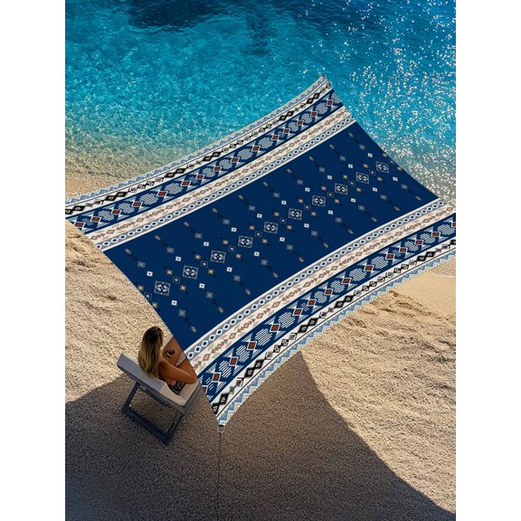 Bohemian Texture Sun Shade Sail 6.5' x 10', Abstract Geometric Retro National Ethnic Tribal Rectangle Outdoor Sunshade Canopy, Waterproof UV Block Patio Covers for Garden Yard Beach