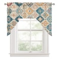 Bohemian Texture Swag Valance for Windows, Retro Yellow Blue Morocco ...