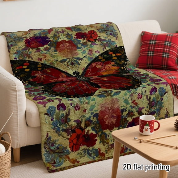 Bohemian Throw Blanket Bright Floral Pattern for Sofa Cuddling, Bedroom Decor, Garden Relaxation, Family & Home Lovers