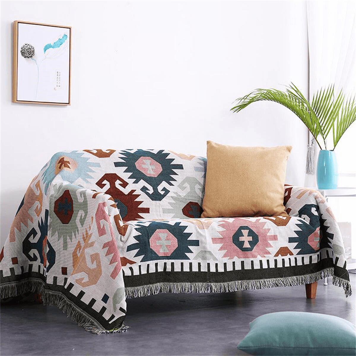 Bohemian Throw Blankets For Bed Sofa Outdoor. Cotton Linen Jacquard Reversible Double Sided Woven Aztec Boho Throw Blanket with Tassel 50x70 Inch Walmart
