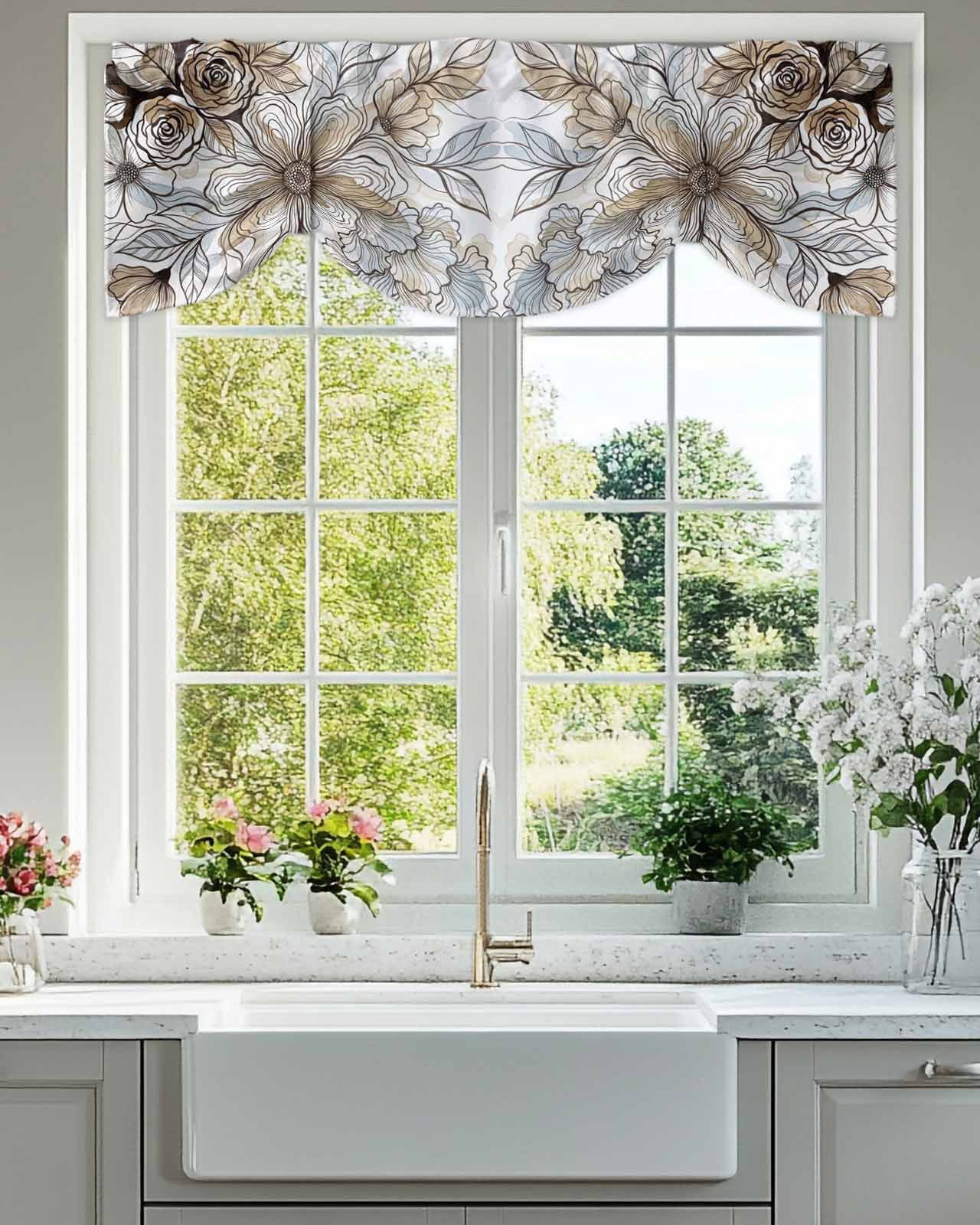 Bohemian Tie Up Valances Curtain, Adjustable Kitchen Traditional Ethic