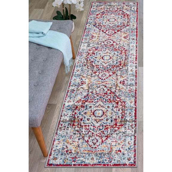 Bohemian Traditional 2'x7' Red Runner Rug