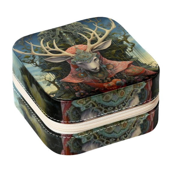 Bohemian Travel Portable Square Jewelry Box Organizer Earring Necklace Bracelet Holder Decorative Display Case Stand Storage Box