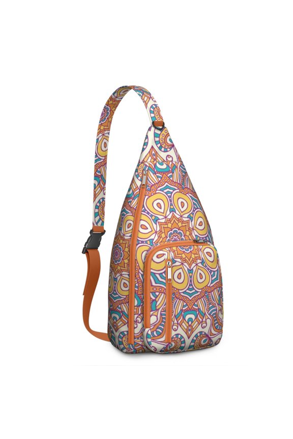 Bohemian Travel Sling Backpack - World-Inspired Tribal Prints, Multi-Functional Pack for Festivals