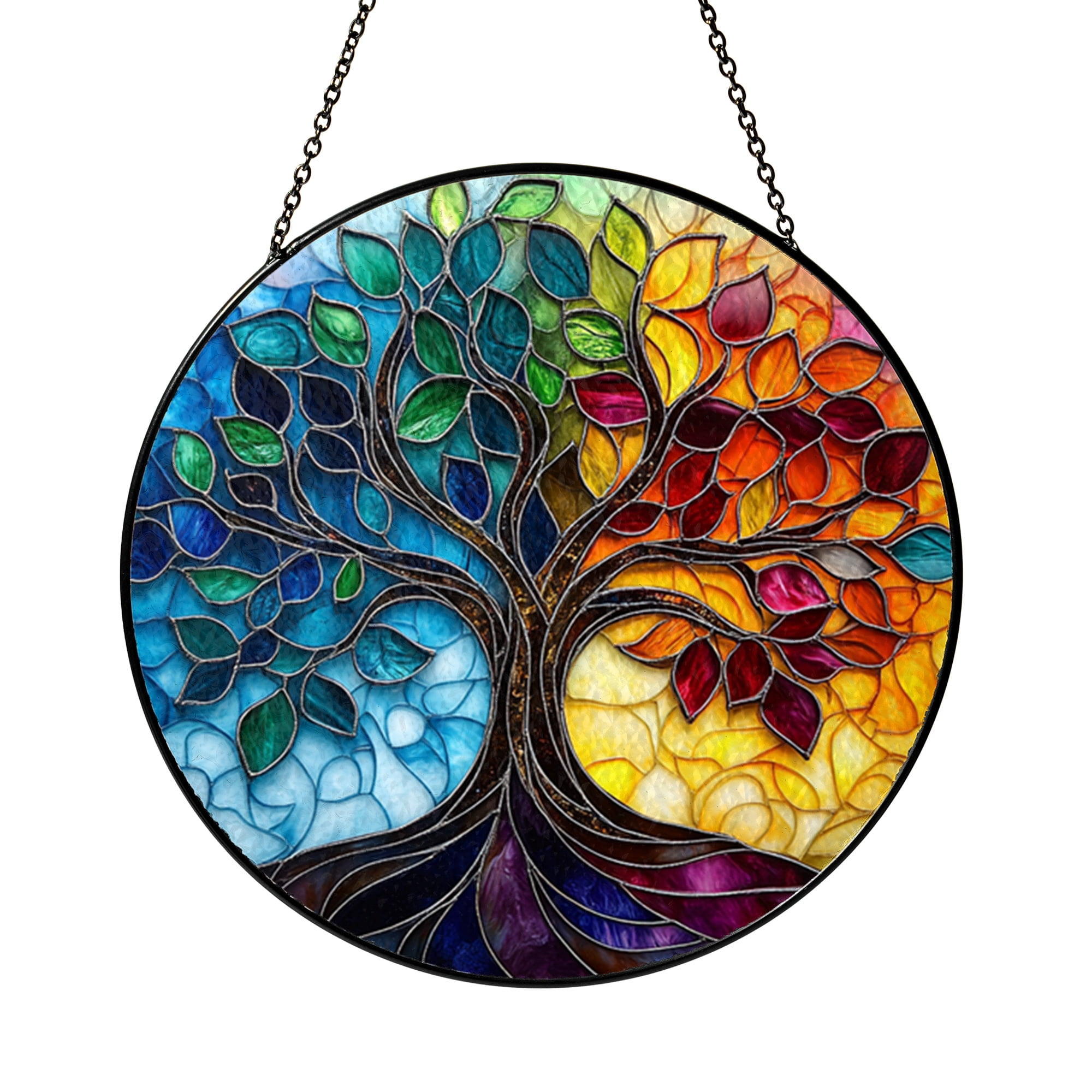 Bohemian Tree of Life Stained Glass Window Ornament, Nature Lover Gift ...
