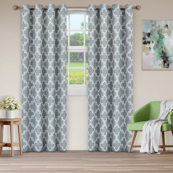 Bohemian Trellis Blackout 2 Panel curtains 52X96-Silver