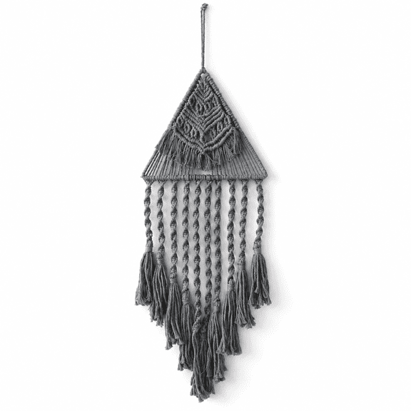 Bohemian Triangle Macrame Wall Hanging, 33" Large Hand-Woven Cotton Dream Catcher Tapestry, Geometric Chic Home Decor for Wedding Backdrop, Bedroom & Housewarming Gift