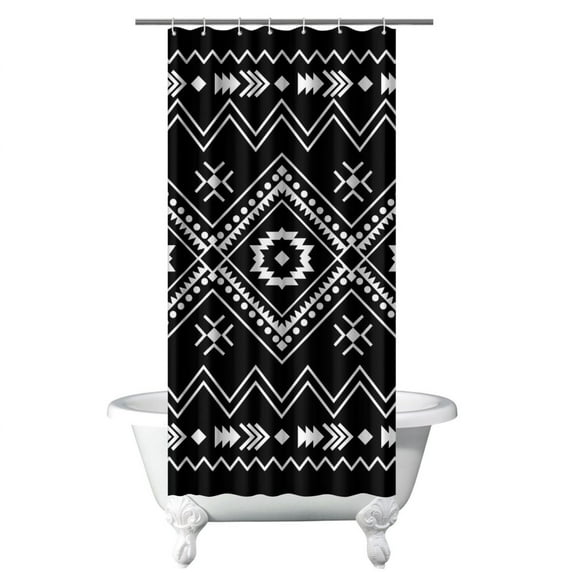 Bohemian Tribal Ethnic Shower Curtain 36x72 Inches Polyester Fabric Earth Tone Vintage Pattern Bathroom Décor