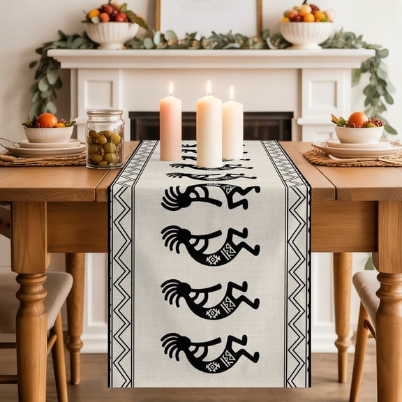Bohemian Tribal Figures Dining Table Runner, Boho Ethnic Mysterious Geometric Stripe Washable Table Runners Kitchen Coffee Table Center Decor for Home Party Holiday Wedding 18 x 72 Inches