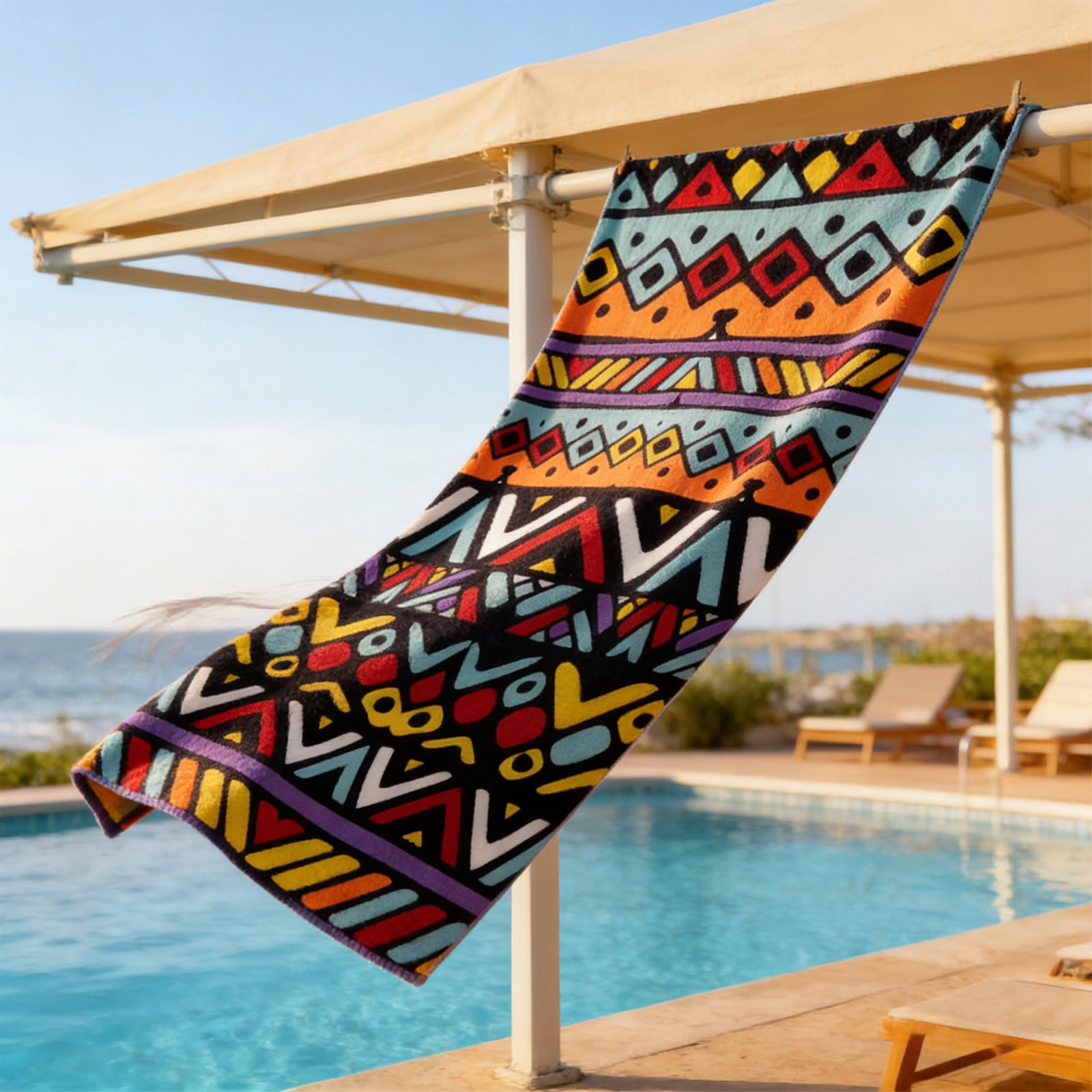 Bohemian Tribal Geometric Decoration Towel Soft Absorbent Bath Towel ...