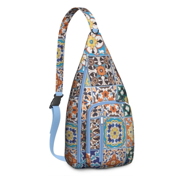 Bohemian Tribal Sling Bag Crossbody Backpack,Sling Backpack Travel Hiking Daypack for Cycling Mountain Climbing