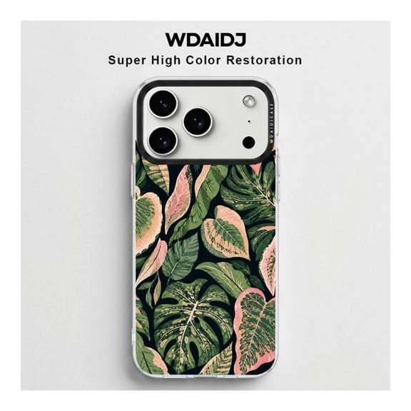 Bohemian Tropical Jungle Leaf Design Clear Phone Case For Iphone 13 14 15 16 17 Crystal Clear Anti Yellowing Phone Case