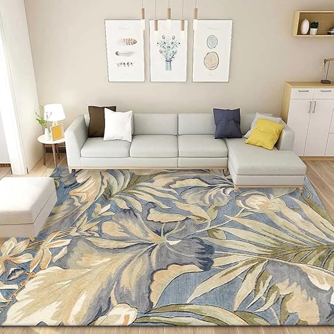 Bohemian Tropical Leaves Print Area Rug Artistic Plants Painting Throw ...