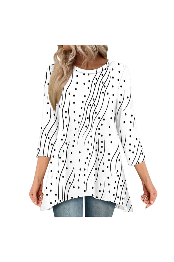 Bohemian Tunic Blouse Women Fall - Crew Neck Floral Print Loose Top Casual Dressy Leggings Companion Lightweight Trendy Y2K Retro Effortless Chic