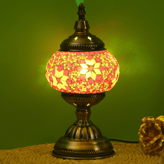 Bohemian Turkish Table Lamp, Glass Mosaic Night Light, Vintage Desk Decor for Bedroom, Living Room, Cafe Bar - Ideal Gift