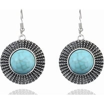 Bohemian Turquoise Earrings for Women Boho Vintage Oval Western Drop Dangle Earrings Geometric Ethnic Teardrop Earrings Turquoise Jewelry