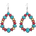 thumbnail image 1 of Bohemian Turquoise Geometric C Shape Drop Dangle Earrings Ethnic Hoop Colorful for Women Statement Western Cowgirl Tribal Boho Jewelry, 1 of 4