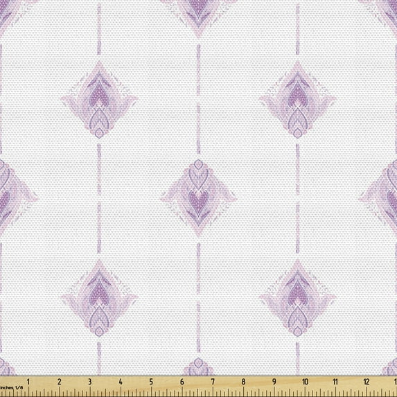 Ambesonne Bohemian Fabric by the Yard Upholstery, Tribal Inspired Flourishes, 1 Yard, Pale Purple Pale Mauve