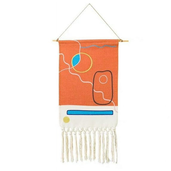 Bohemian Vintage Aesthetic Macrame Cotton Tassel Handmade Wall Hanging Tapestry for Home Living Room Boho Decor Art Decoration (GT001-8,50x90cm with Tassel)