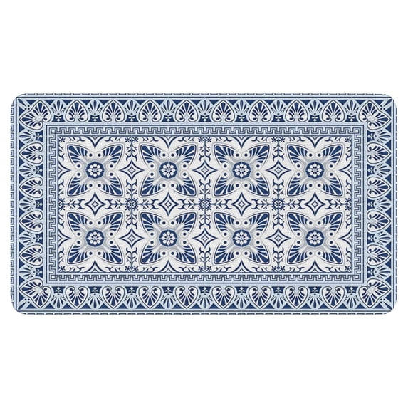 Bohemian Vintage Blue Flowers Door Mat Welcome Door Mat for Front Door, Home Entrance, Yard, Floor, Patio, Non Slip Spring Summer Welcome Mat Indoor Outdoor Doormat 0"*"