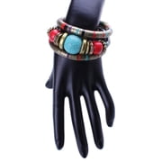 Bohemian Vintage Bracelet Imitation Turquoise Multilayer Beaded Jewelry for Women Layered Elastic Cuff Fashion Accessory