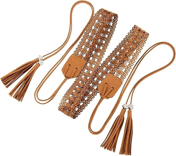 Bohemian Vintage Braided Belt with Knotted Tassel Trim for  display picture 3