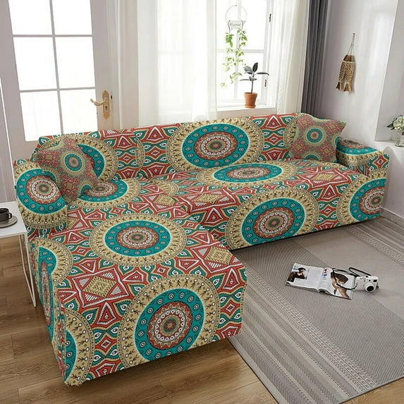 Bohemian Vintage Floras Sofa Cover 1/2/3/4 Seater Stretch Bohemia Couch Covers Anti-dust Washable Slipcovers For Living Room