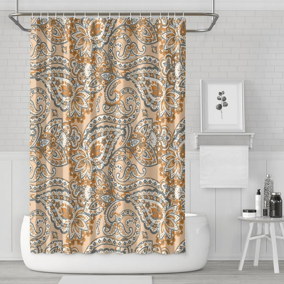 Bohemian Vintage Paisley Shower Curtain - Floral Ethnic Artistic Design, 72x72 Inches