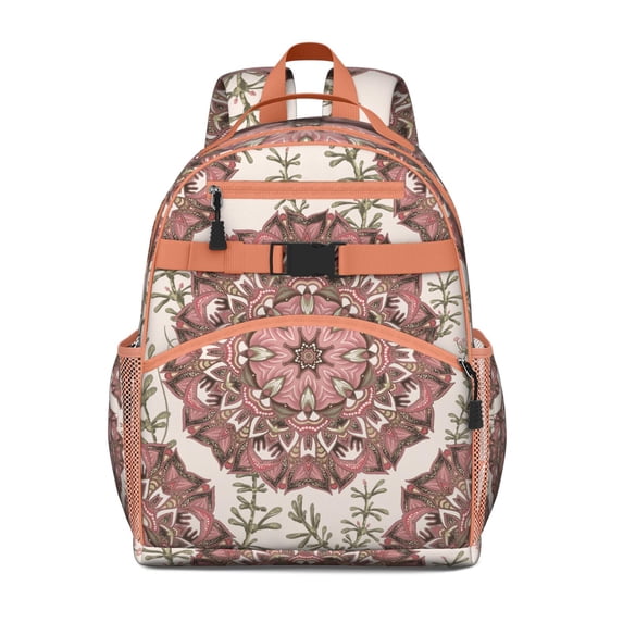 Bohemian Vintage Print Rustic French Country Student Backpack Adjustable Shoulder Straps Chest Strap Spacious Durable School Backpack