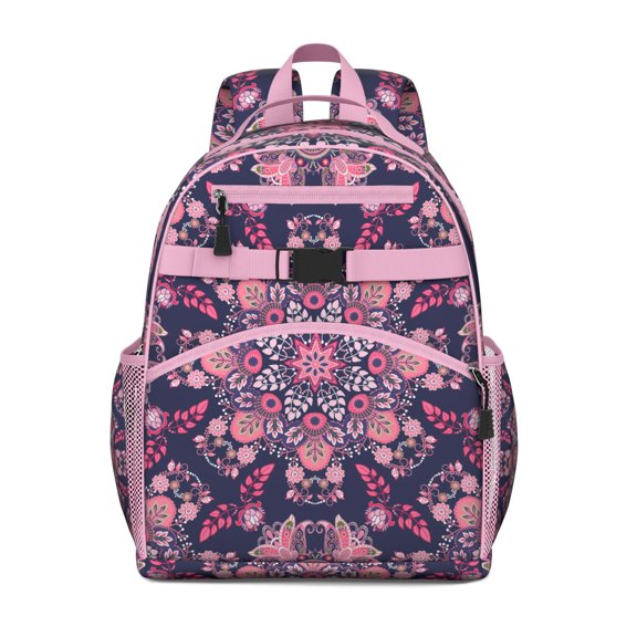 Bohemian Vintage Print Rustic French Country Student Backpack Adjustable Shoulder Straps Chest Strap Spacious Durable School Backpack