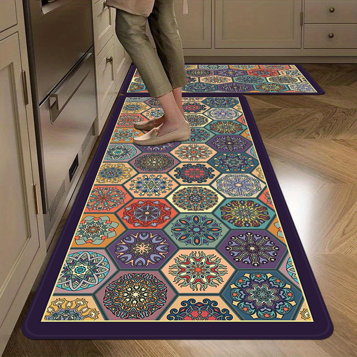 Bohemian Vintage Quick-Dry Kitchen Mat - Super Absorbent, Fade ...