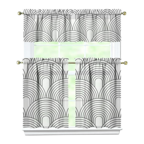 Bohemian Vintage Tribal Style Kitchen Curtain Set Boho Chic Rustic Tier and Valance Window Curtains Earthy Nordic Aesthetic Artistic Design for Cozy Kitchen or Nursery
