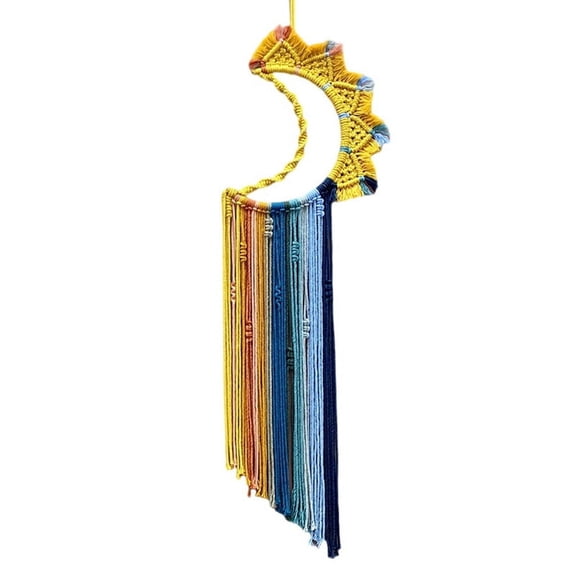 Bohemian Wall Macrame Wall Hanging, Sunrise Sunset Wall Art Handmade Tassel Tapestry Woven Bedroom Decor Moon
