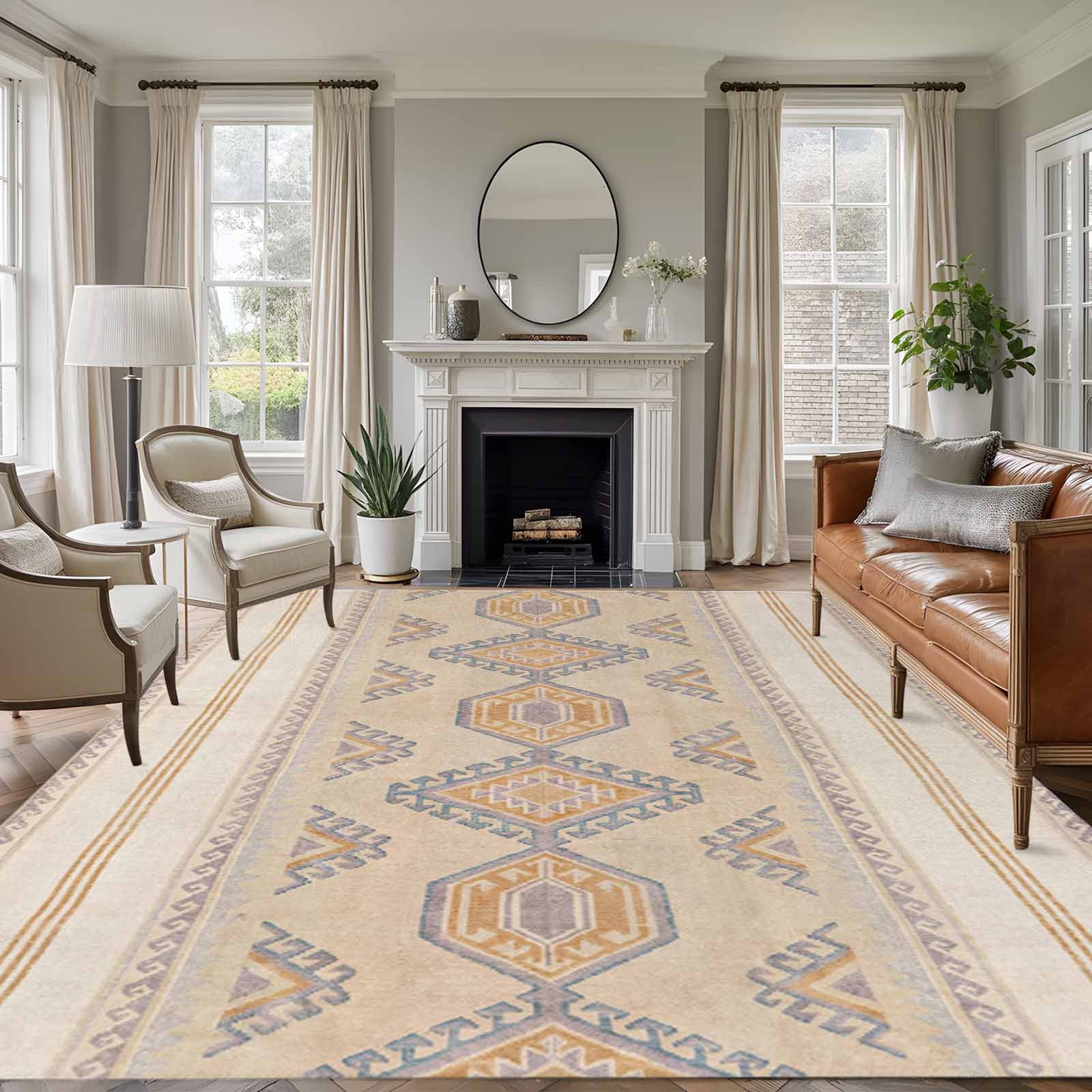 Bohemian Washable Area Rug 5 x 8 ft Traditional Ethic Pattern Colorful ...