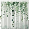 Bohemian Watercolor Eucalyptus Shower Curtain Green Tones Bathroom