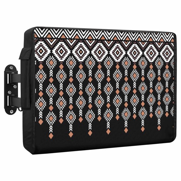Bohemian Waterproof Outdoor TV Cover, Vintage Western Ethnic Tribal Aztec Diamonds Outside Weatherproof TV Enclosures for 30 to 32 Inch LCD Television Shield Flat Screen Protectors