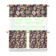 thumbnail image 1 of Bohemian Wildflower Curtains 24" Short - 3 Panel Rustic Farmhouse Set with Vintage Botanical Design, Rod Pocket, 1 of 6