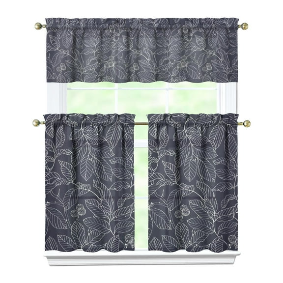 Bohemian Wildflower Curtains 36 Inch Short - 3 Panel Rustic Farmhouse Set with Vintage Botanical Design, Rod Pocket Window Treatment for Country Decor