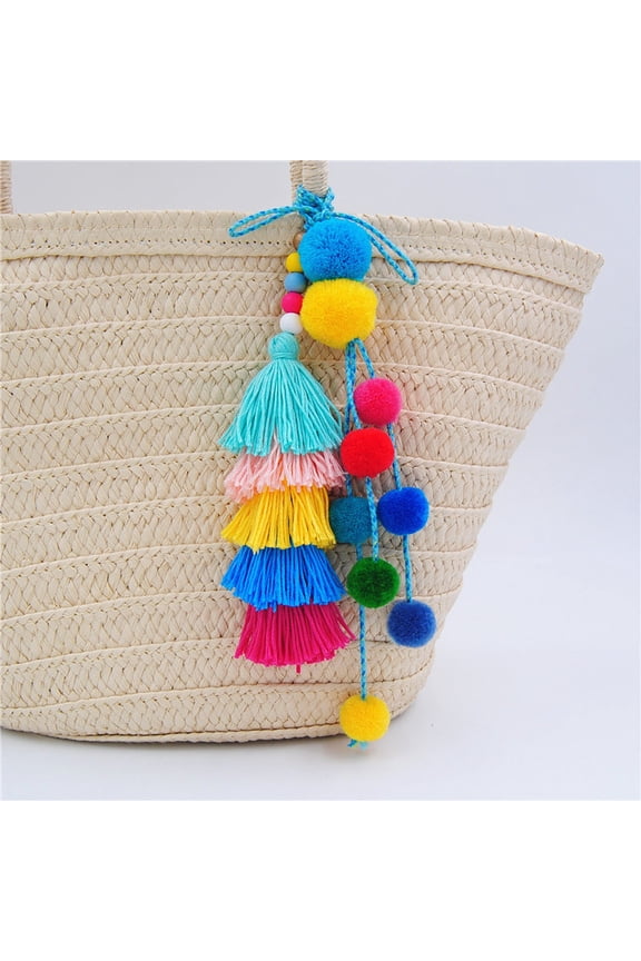 Womens Bohemian Pendant Lightweight Everyday Accessory Stylish Line Material Design Bag Charm Durable Woven Decoration